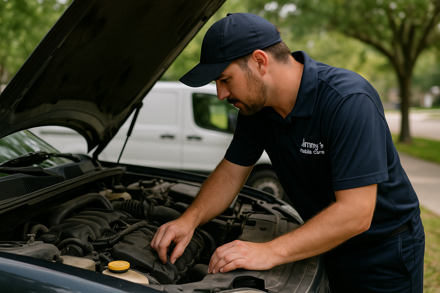 Mobile mechanic servicing a vehicle in St. Augustine, FL
